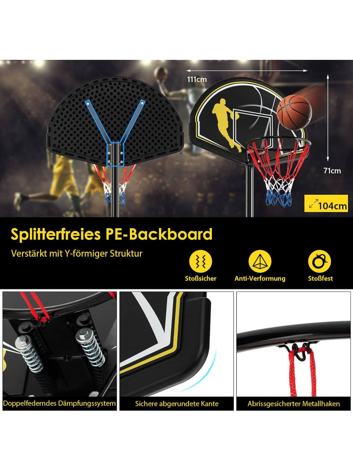 COSTWAY Basketballständer 130-305 cm höhenverstellbar in Schwarz günstig kaufen onesize
