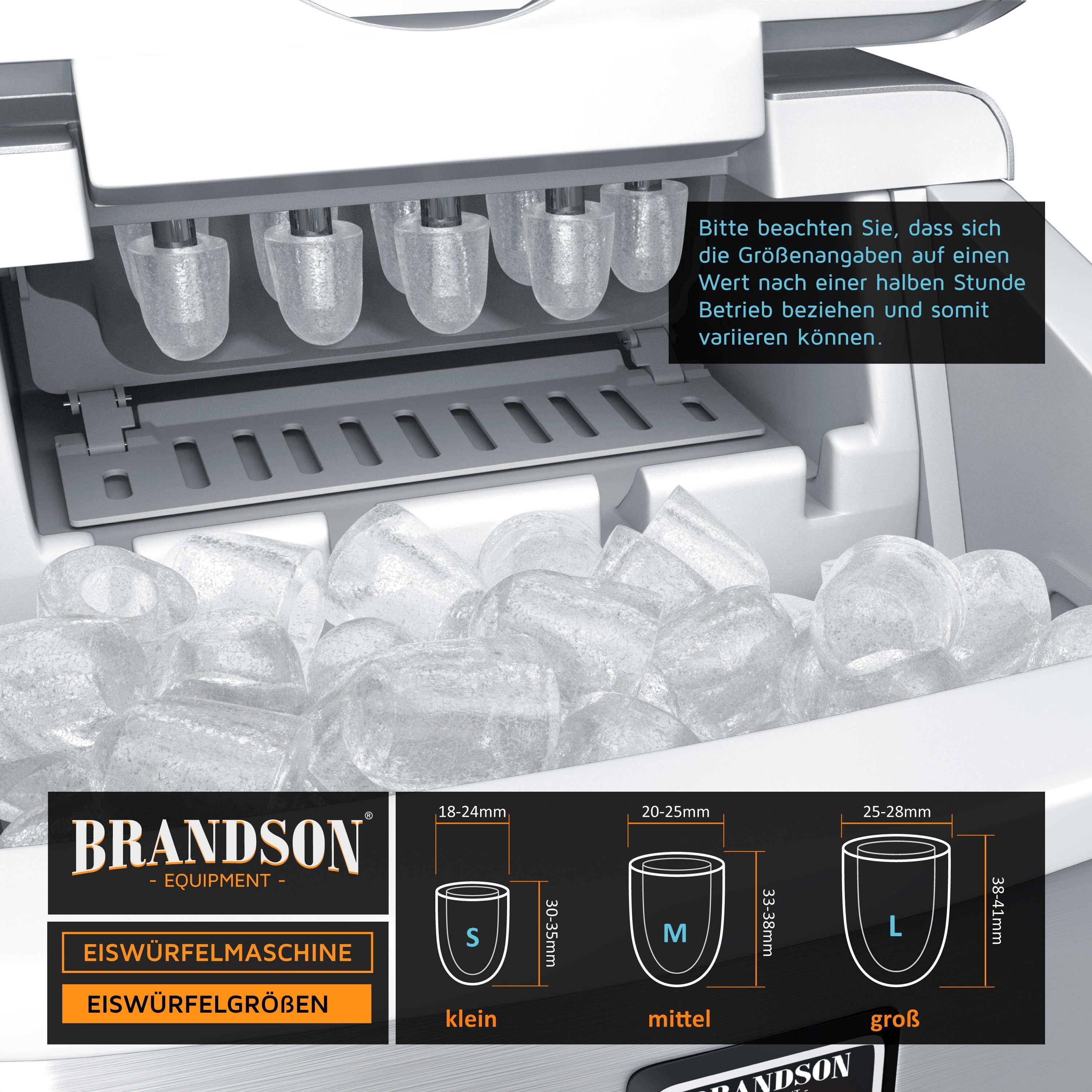 Brandson Eiswürfelmaschine, Eiswürfelbereiter 150 W, 3,4 Liter, 9 Eiswürfel in 11 Minuten