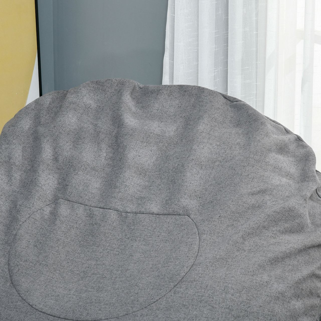 HOMCOM Sitzsack aufblasbares Sofa Bodensessel Sitzkissen gepolstert Polyester-Gewebe Schaumstoff-Füllung Dunkelgrau Ø115x71 cm