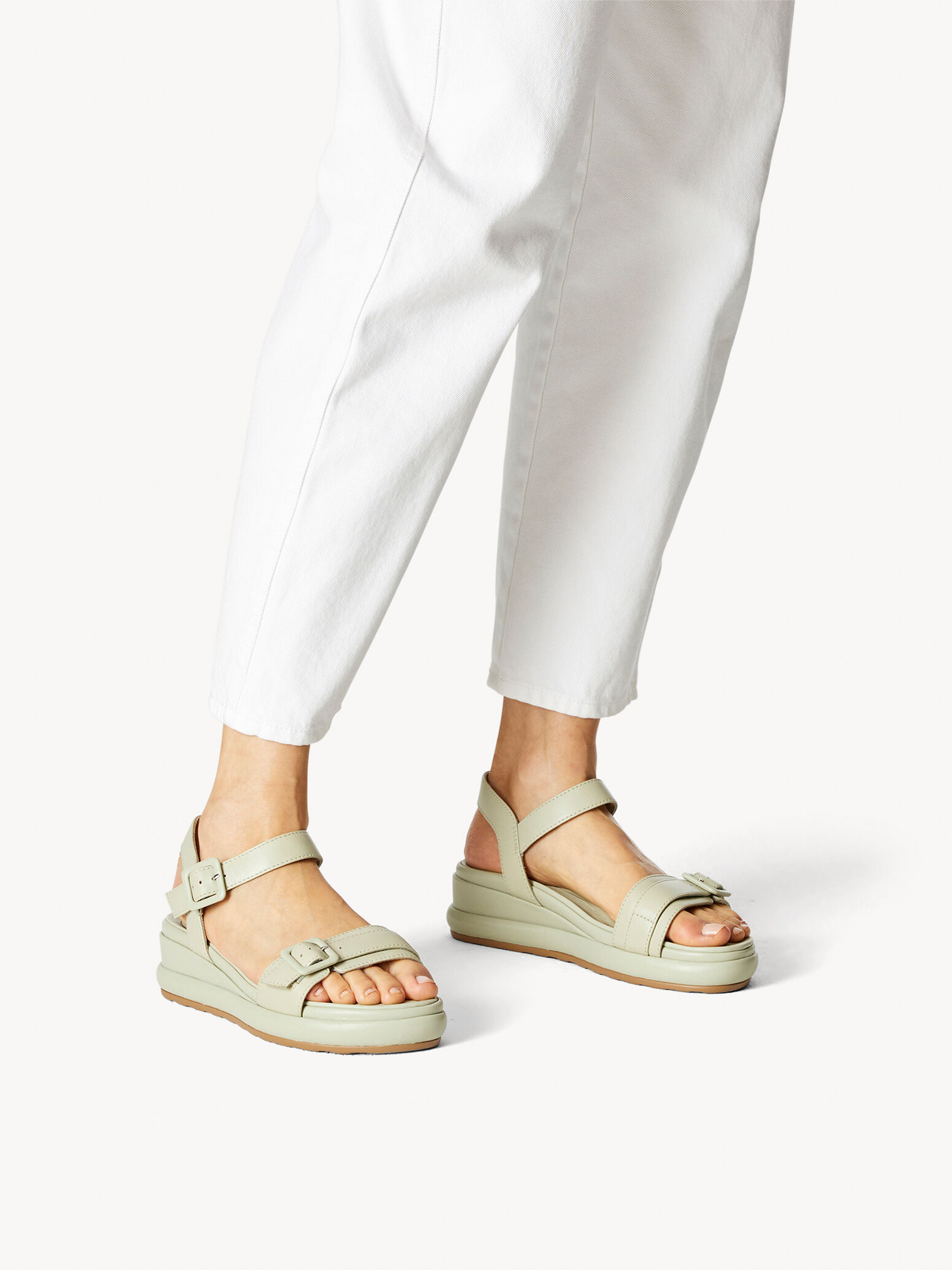 Sandale à talon en cuir - vert