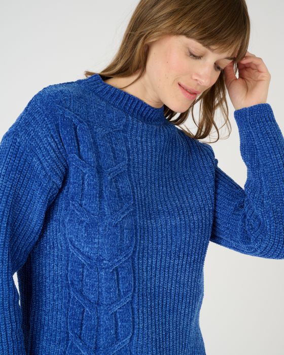 Pull maille chenille torsadé
