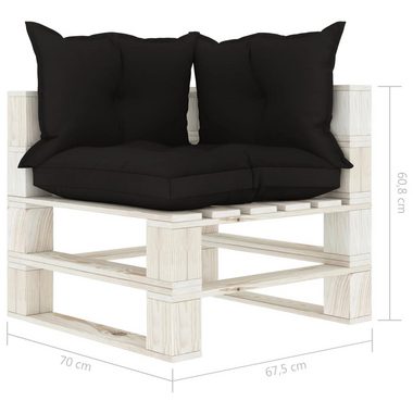 vidaXL Loungesofa Garten-Paletten-Ecksofa mit Kissen in Schwarz Holz, 1 Teile