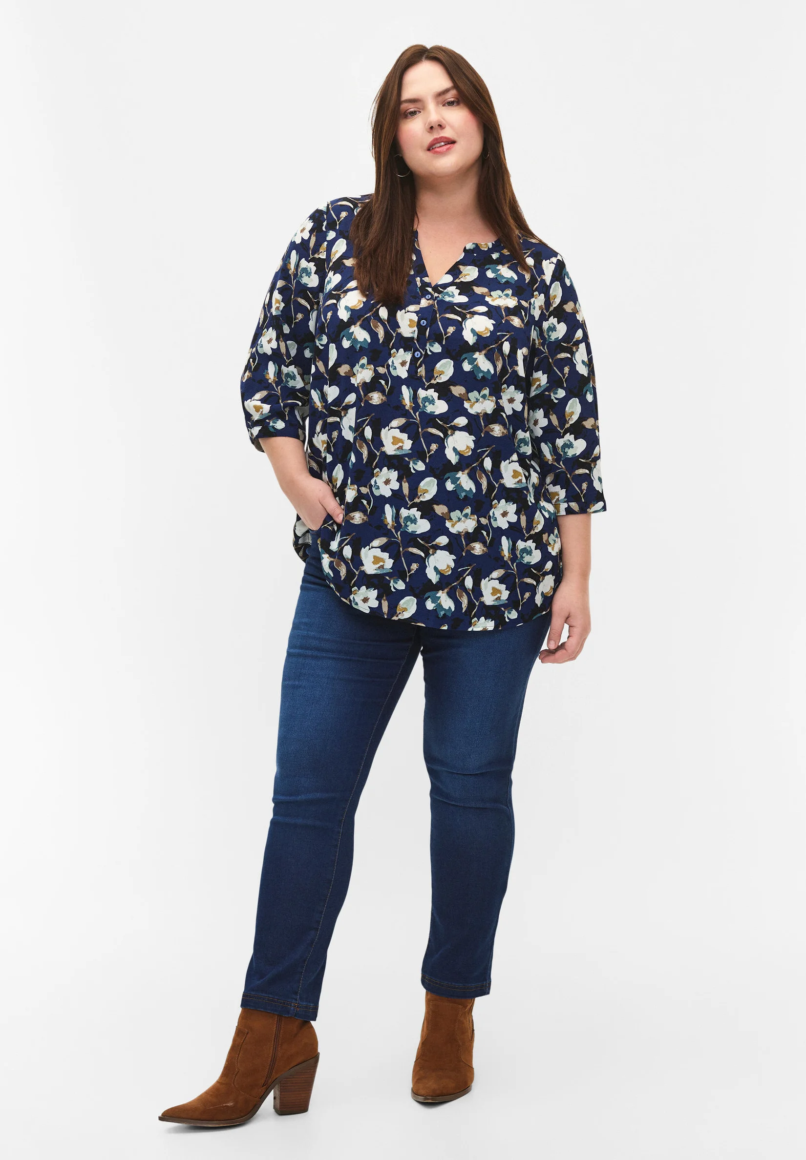 Zizzi FLORALE MIT 3/4-ÄRMELN - Blusa