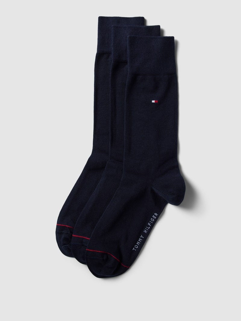 Socken mit Label-Details Modell 'Uni' im 3er-Pack in marineblau