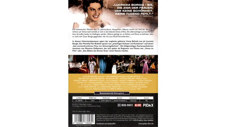 Die Liebesnächte der Lucrezia Borgia / Bildgewaltiges Historienabenteuer mit Belinda Lee (Pidax Historien-Klassiker)