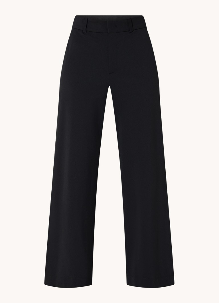Pantaloni Vanilia din twill cu talie înaltă și croială largă