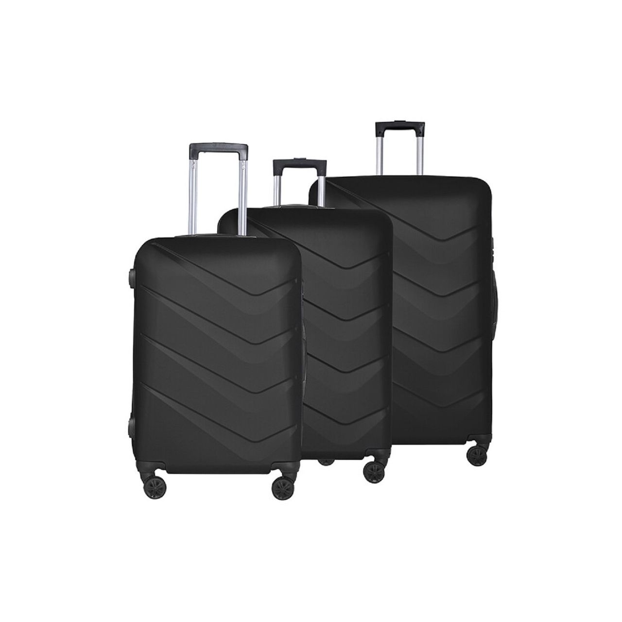 COFI 1453 Wave Line 3-tlg. Hartschalenkofferset aus leichter ABS-Kunststoff Koffer Schwarz