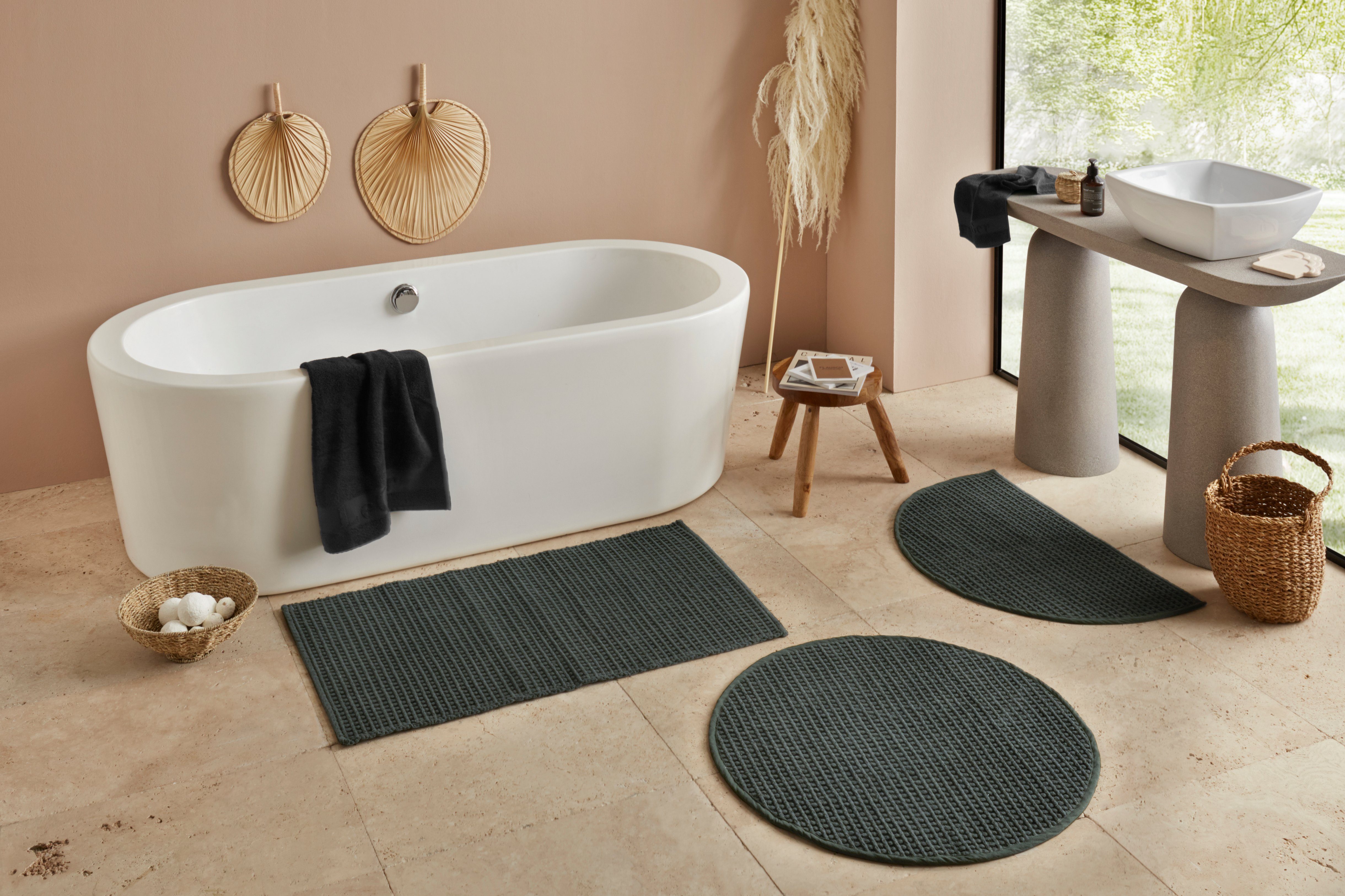 Badematte Luna LeGer Home by Lena Gercke, Höhe 14 mm, schnell trocknend, strapazierfähig, Baumwolle, rechteckig, Badematten aus Bio-Baumwolle im Waffelmuster