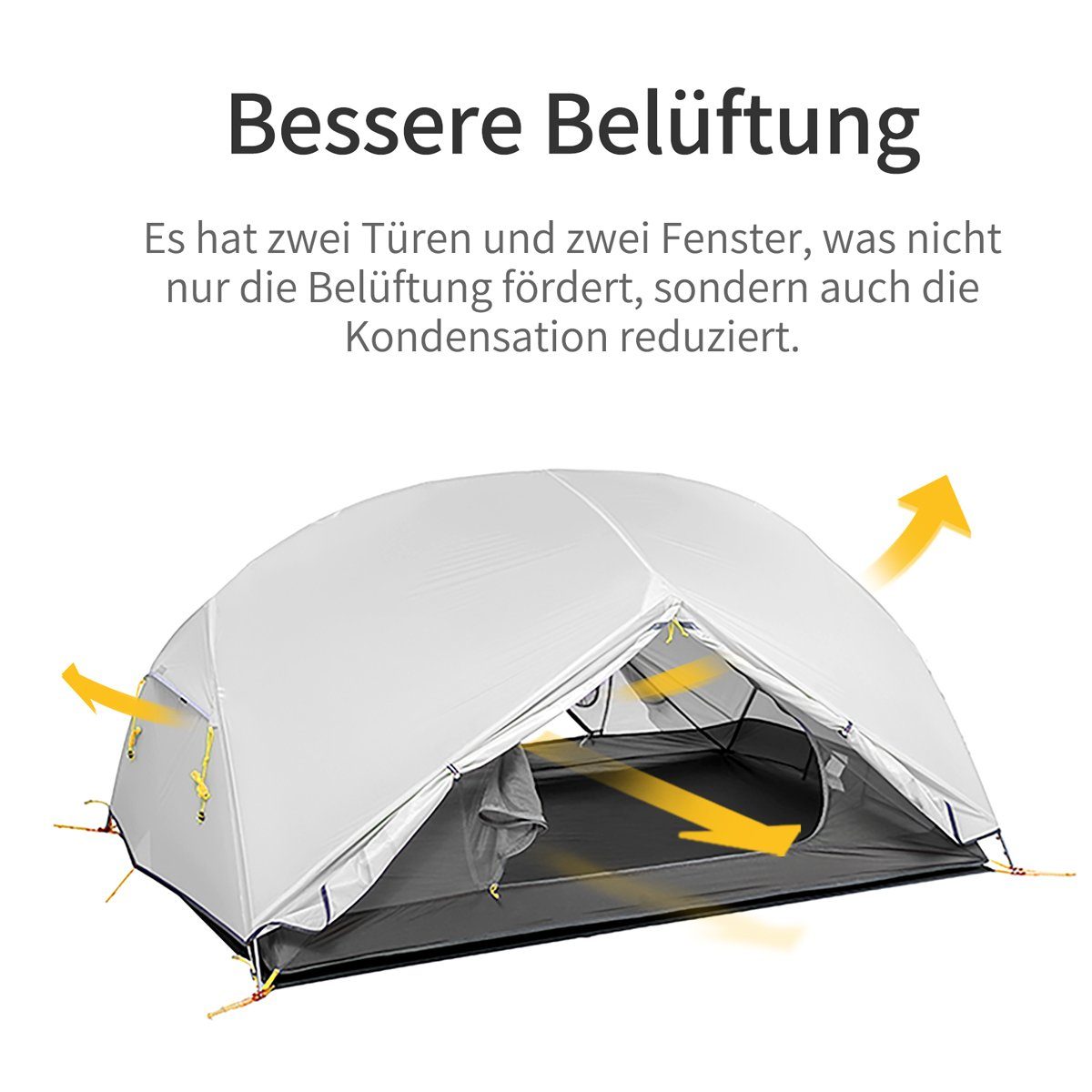 Naturehike Kuppelzelt Ultraleichtes Zelt Wasserdicht & Winddicht UV 50+, Personen: 2