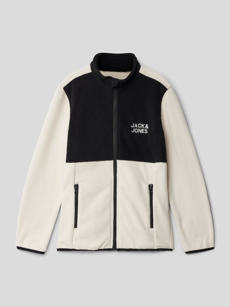 Fleecejacke mit Label-Stitching Modell 'FLAME' in ecru