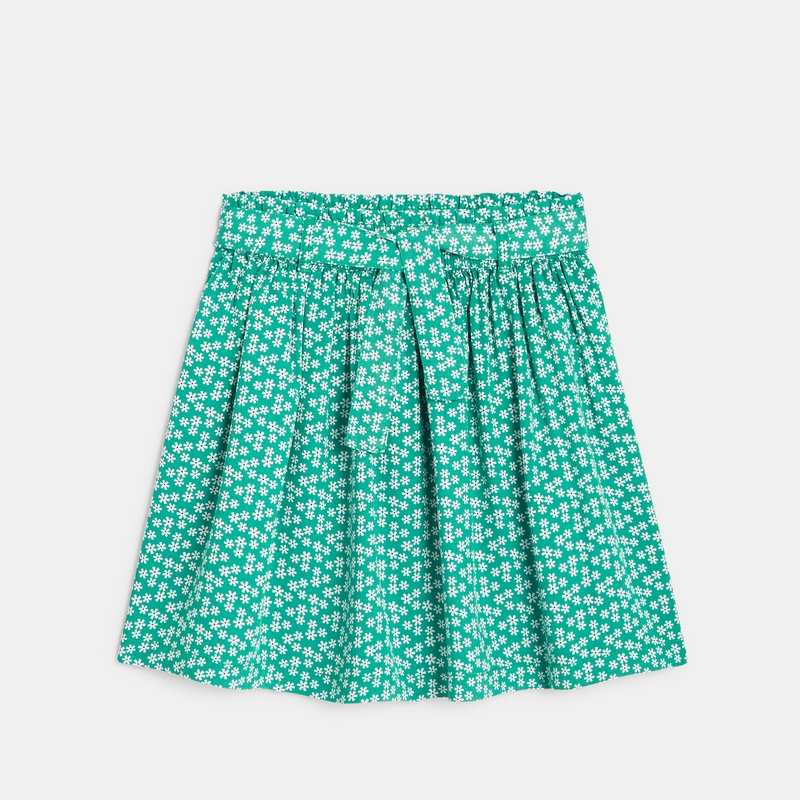 Jupe courte imprimée verte fille