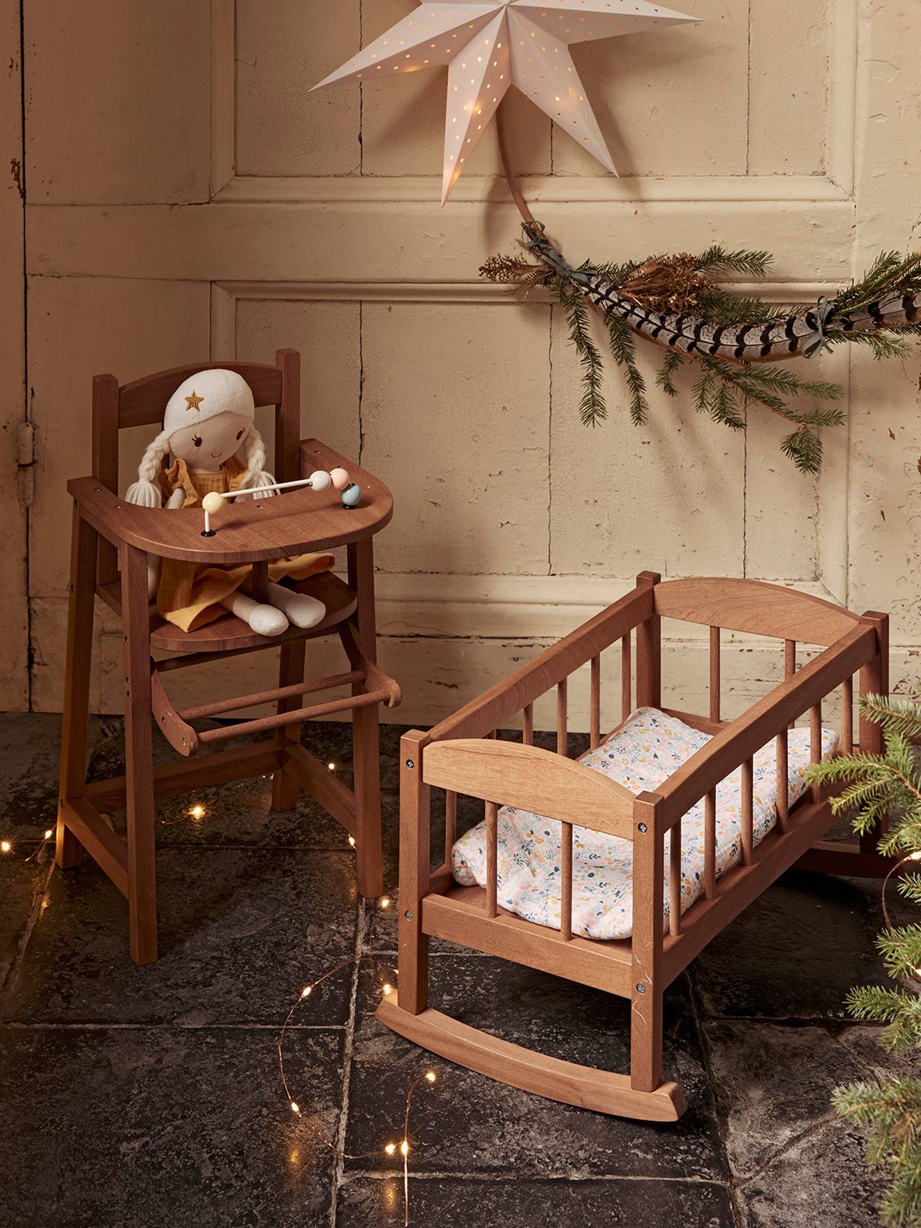 Vertbaudet Puppenwiege im Retro-Stil - beige