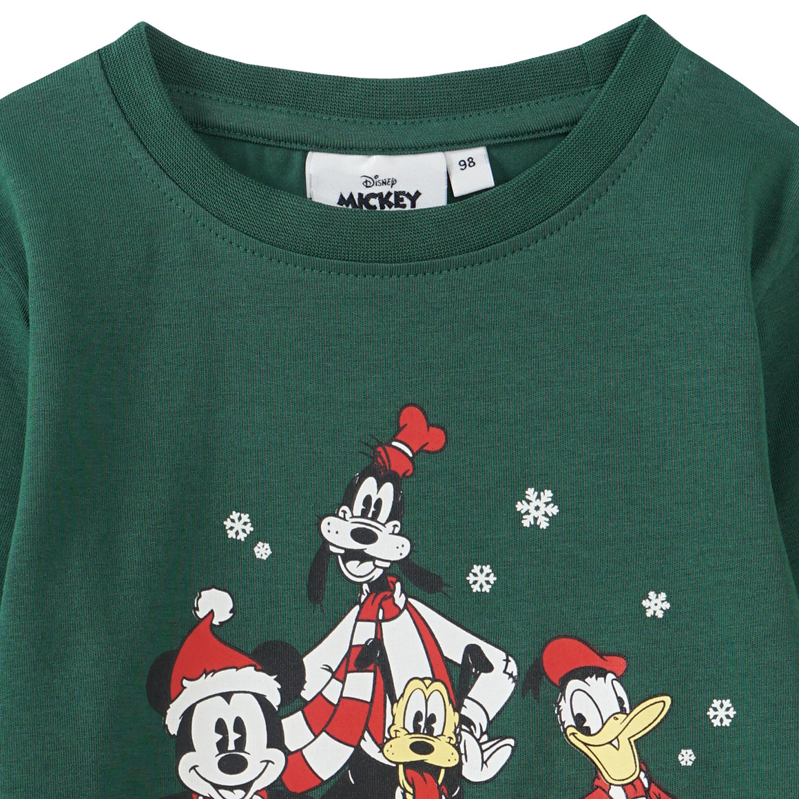 Micky Maus Weihnachtslangarmshirt mit Print dunkelgrün