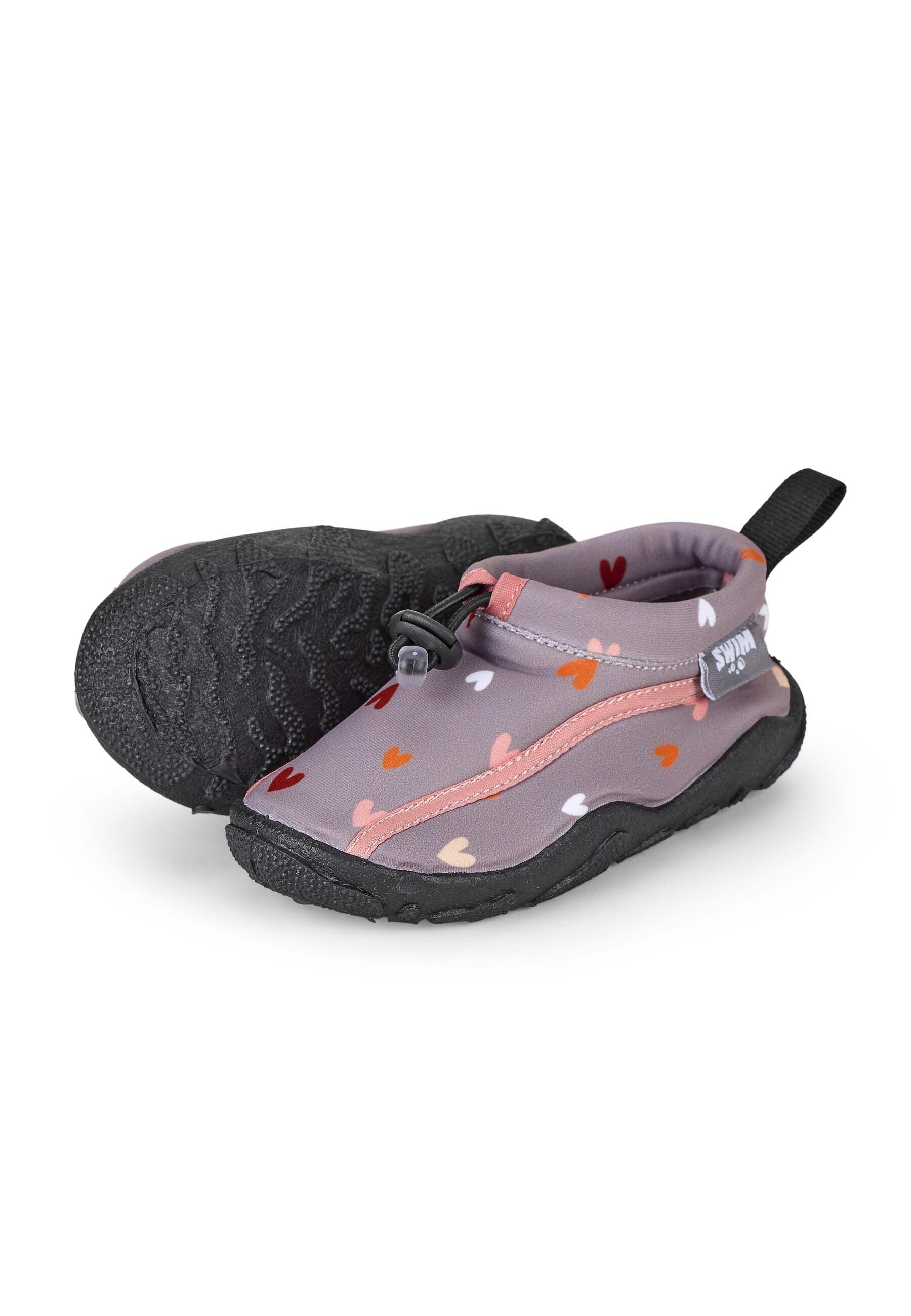 Aqua-Schuh Kinder Lila mit allover Herzen Print