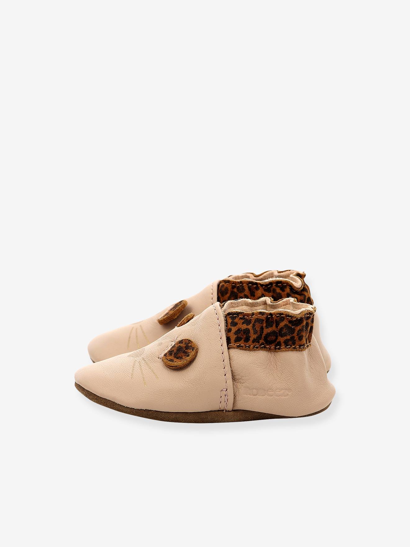 Chaussons cuir souple bébé Leo Mouse 874641-10 ROBEEZ© rose