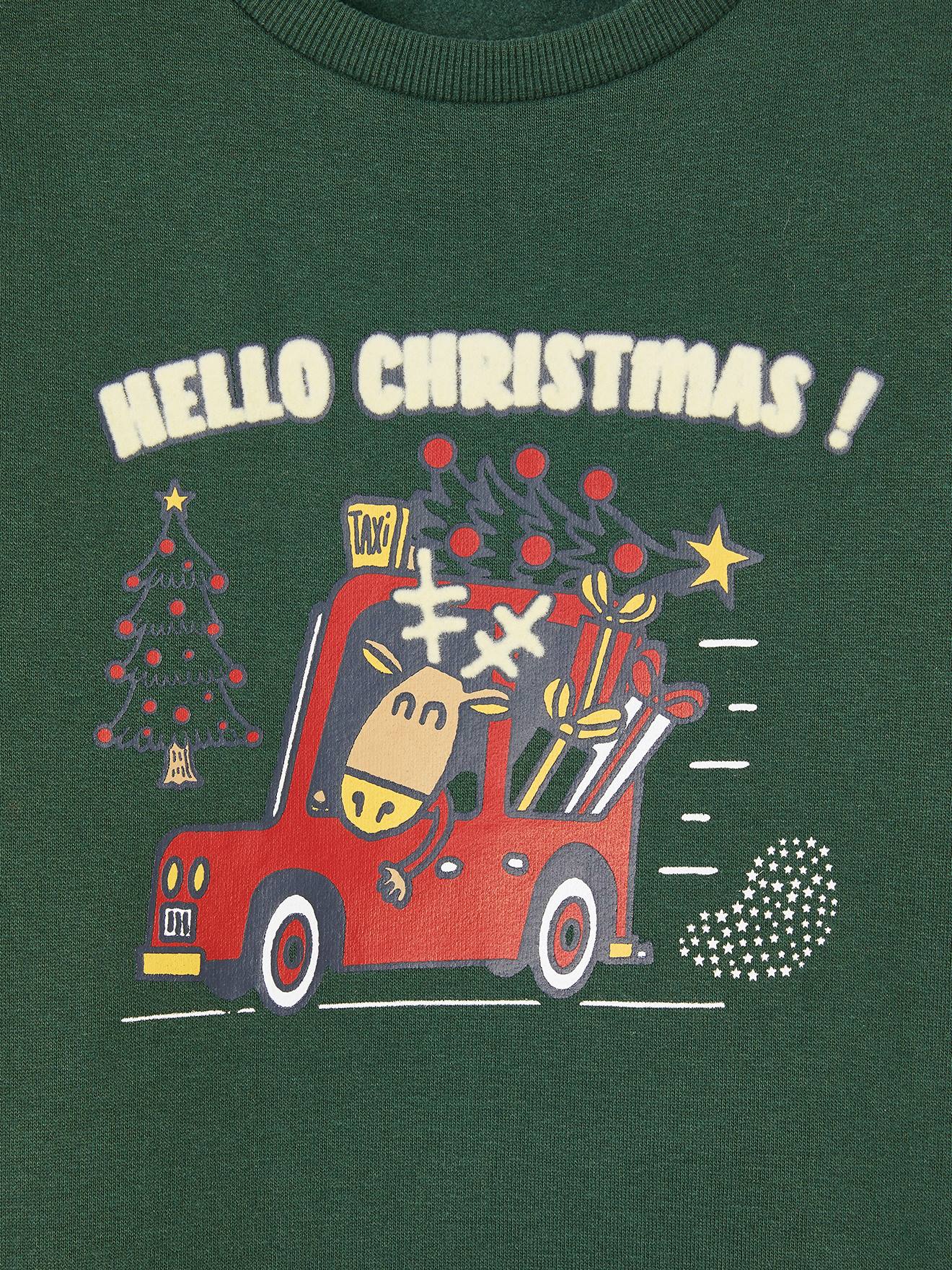 Sweat de noël motif renne garçon vert sapin