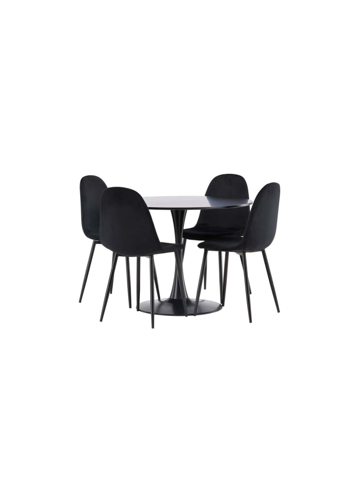 ebuy24 Essgruppe Glade 4 (5-teilig) Schwarz 100 x 100 cm günstig kaufen onesize