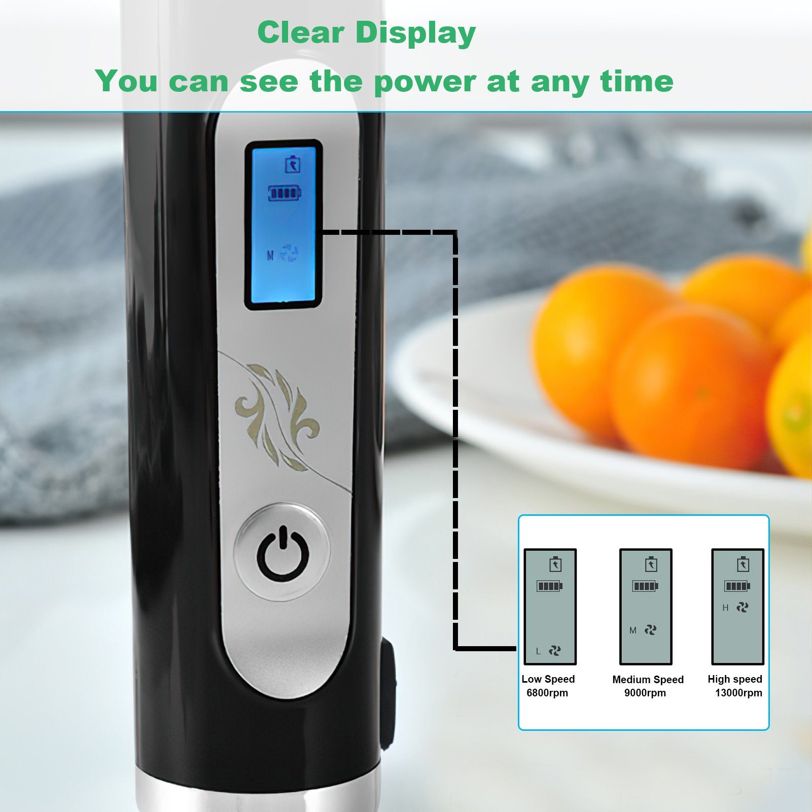 Rutaqian Milchaufschäumer Milchaufschäumer,wiederaufladbares USB-LCD-Display,3 Geschwindigkeiten