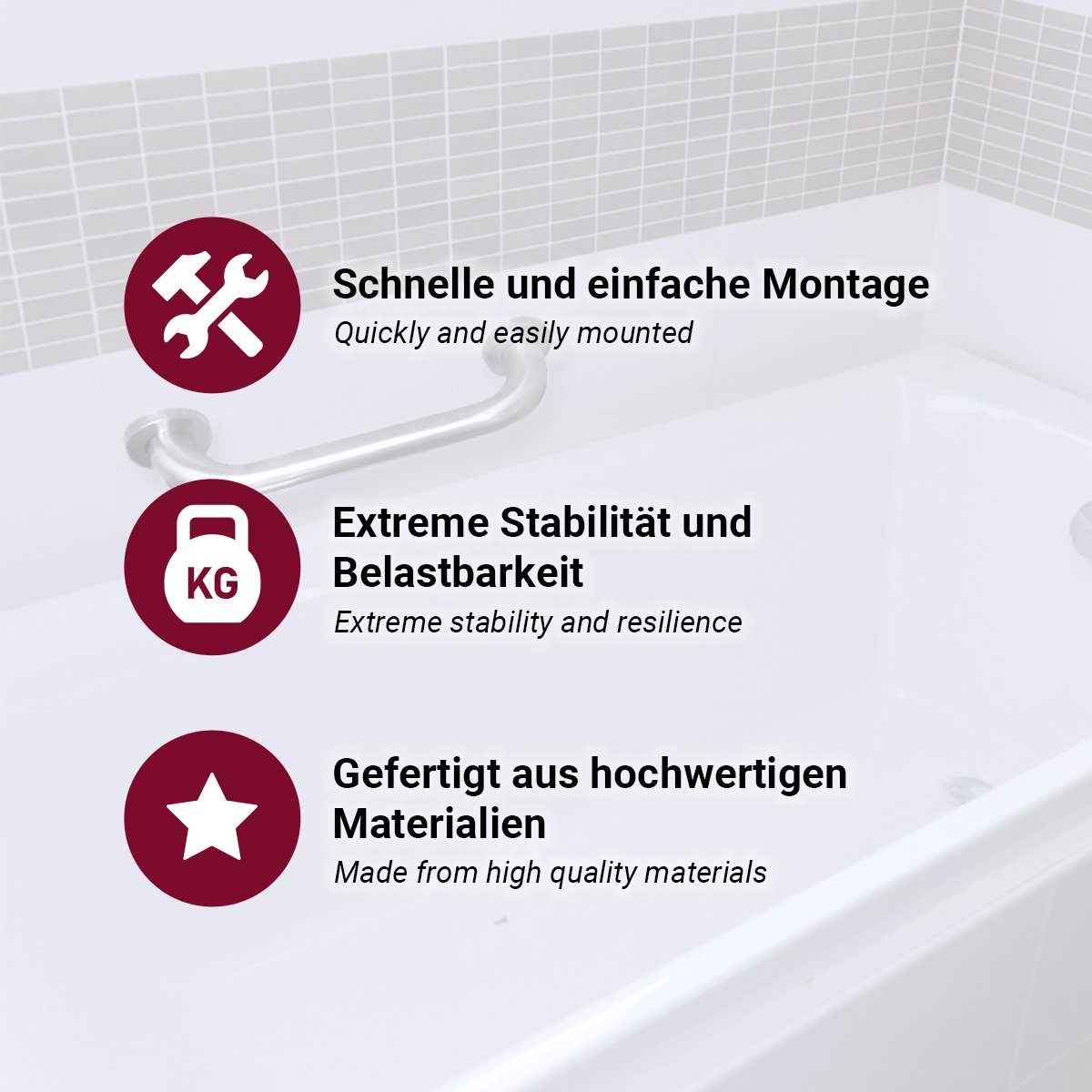 HOOZ Haltegriff Haltegriff für Dusche & Badewanne 30 cm - chrom