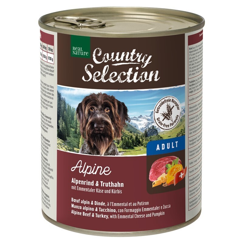 REAL NATURE Hundenassfutter REAL NATURE Country Selection 6x800g Alpine mit Alpenrind & Truthahn