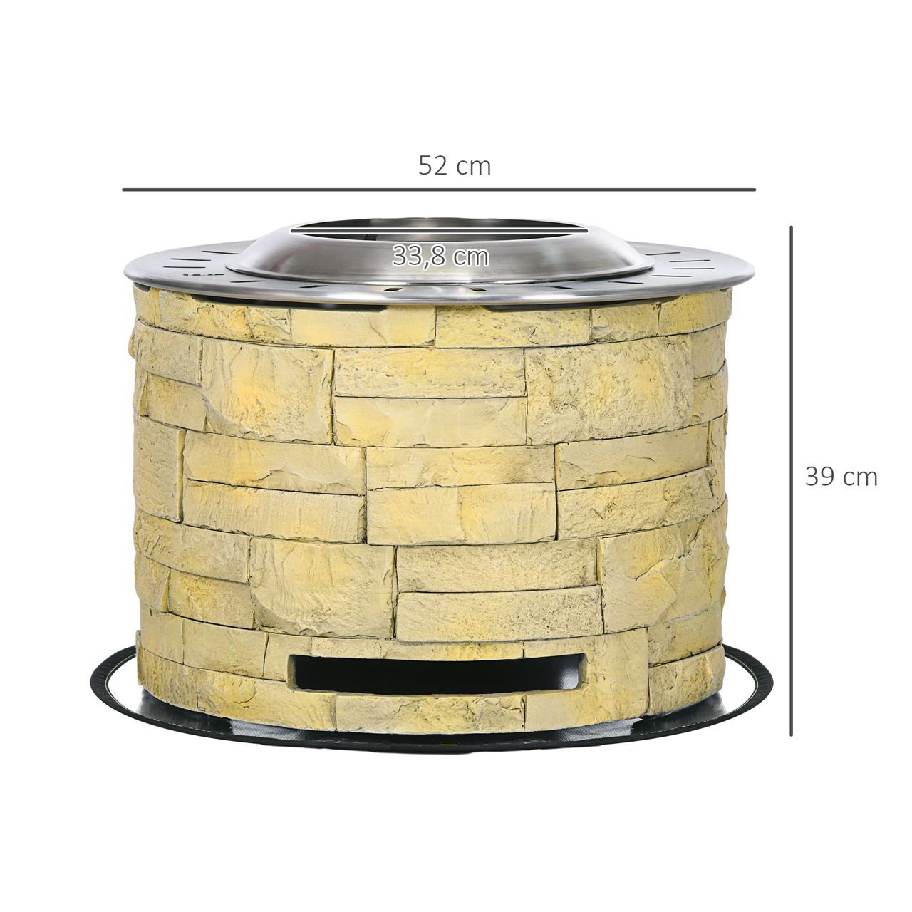 Outsunny Feuerschale Feuerstelle mit Deckel Holz brennender Feuerkorb für Garten