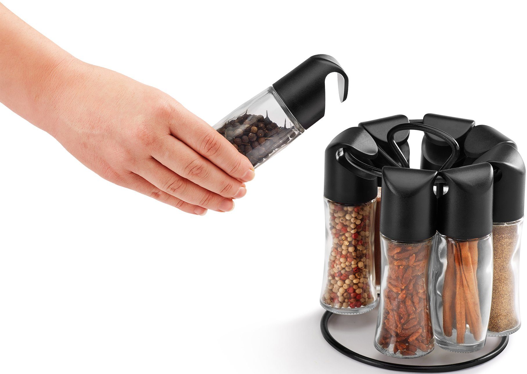 Metaltex Gewürzkarussell Spice-8, (Set), inkl. 16 austauschbaren Streueinsätzen + 12 selbstklebenden Etiketten