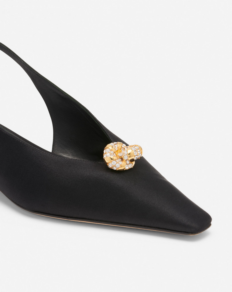 MULE SLINGBACK SWING EN SATIN AVEC BIJOU MELODIE