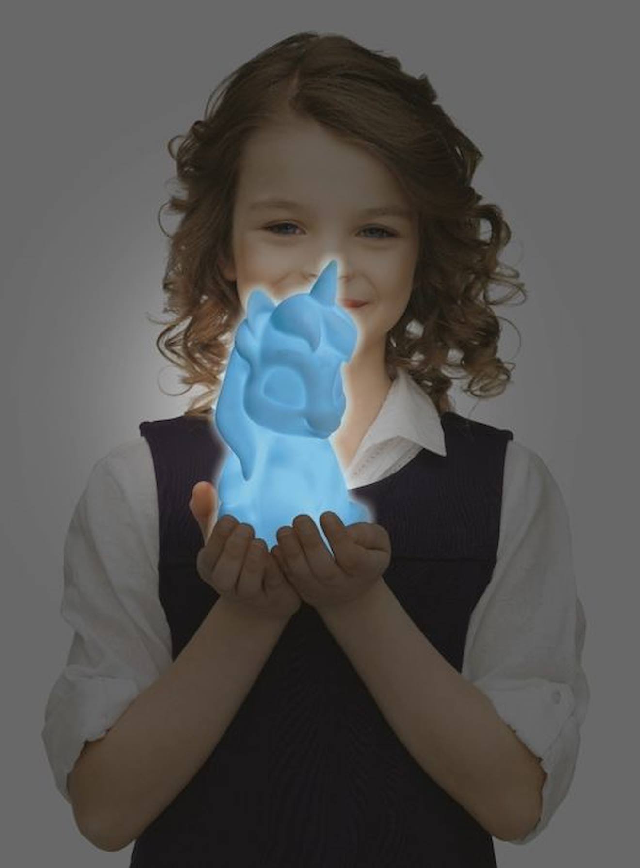 Licorne Veilleuse en 3D env 20 cm avec diffusion lumière en couleurs bleu