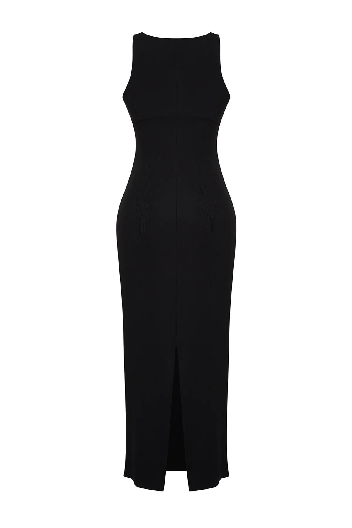 Trendyol Collection  Schwarzes, figurbetontes Neckholder-Maxikleid mit flexiblem Strick-Maxi-Bleistiftkleid TWOSS24EL00186