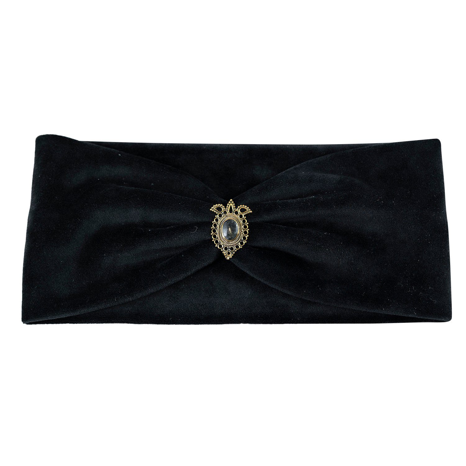 Bohia Stirnband Boho Haarband Winter aus Samt in schwarz, Winterhaarband für Damen (1-St) mit Edelstein verziert, Retter für Bad-Hair-Days