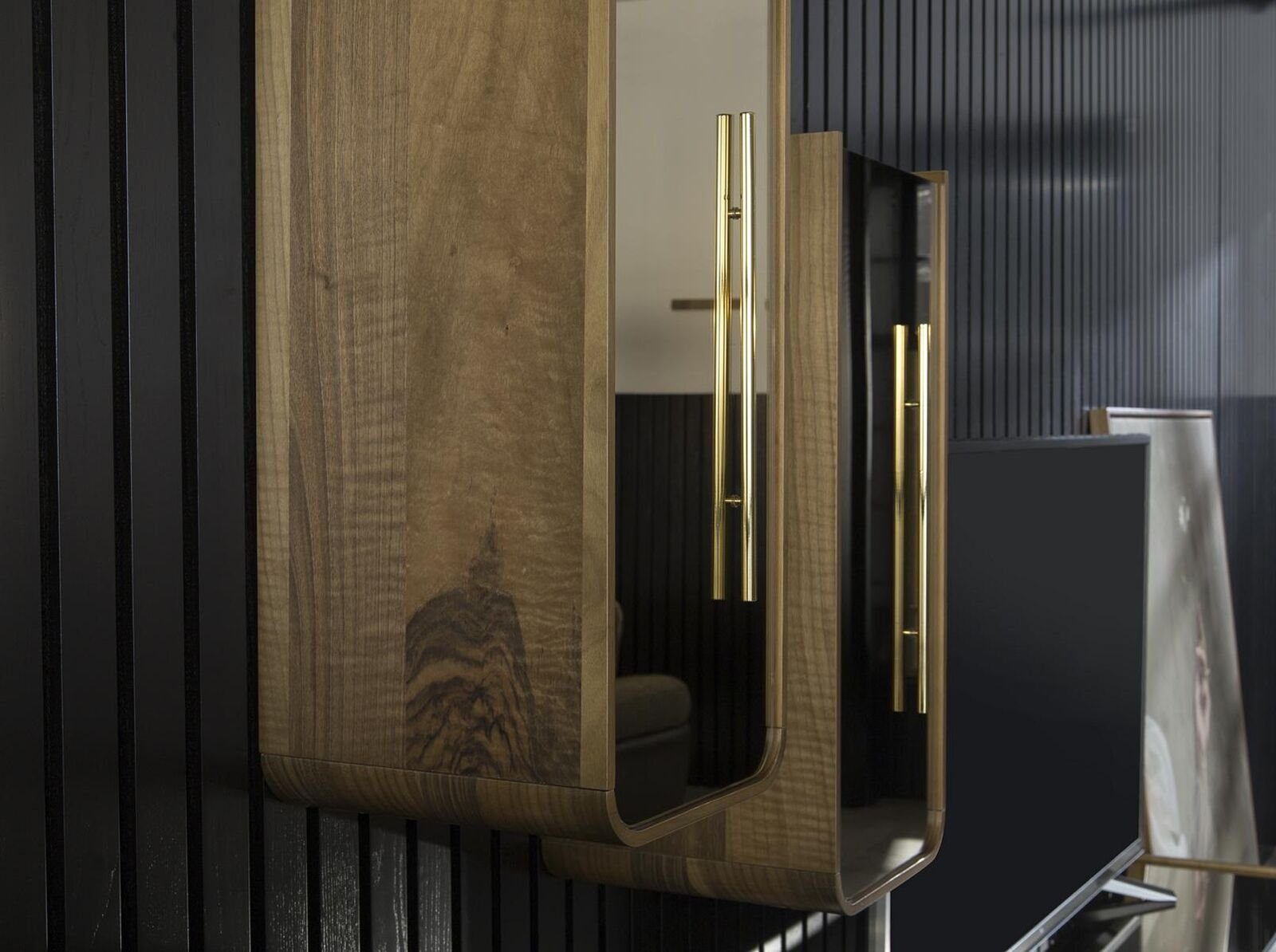 JVmoebel Wohnwand Schrank Wand Wohnzimmer tv Möbel Schrankwand Media rtv Wohnen, (3-St., 1x TV-Ständer + 2x Wandregal), Made in Europa