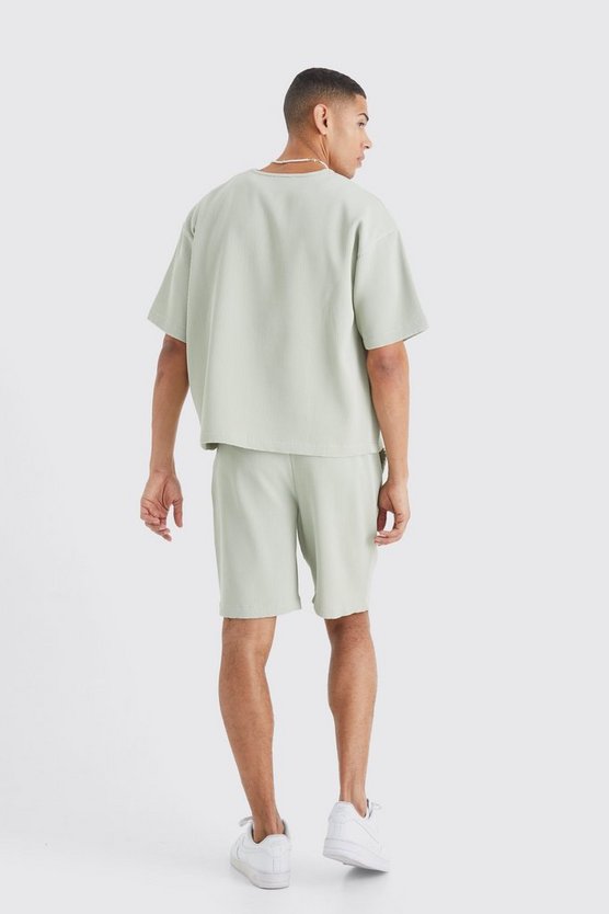 Pleated Oversized Shirt And Short Set