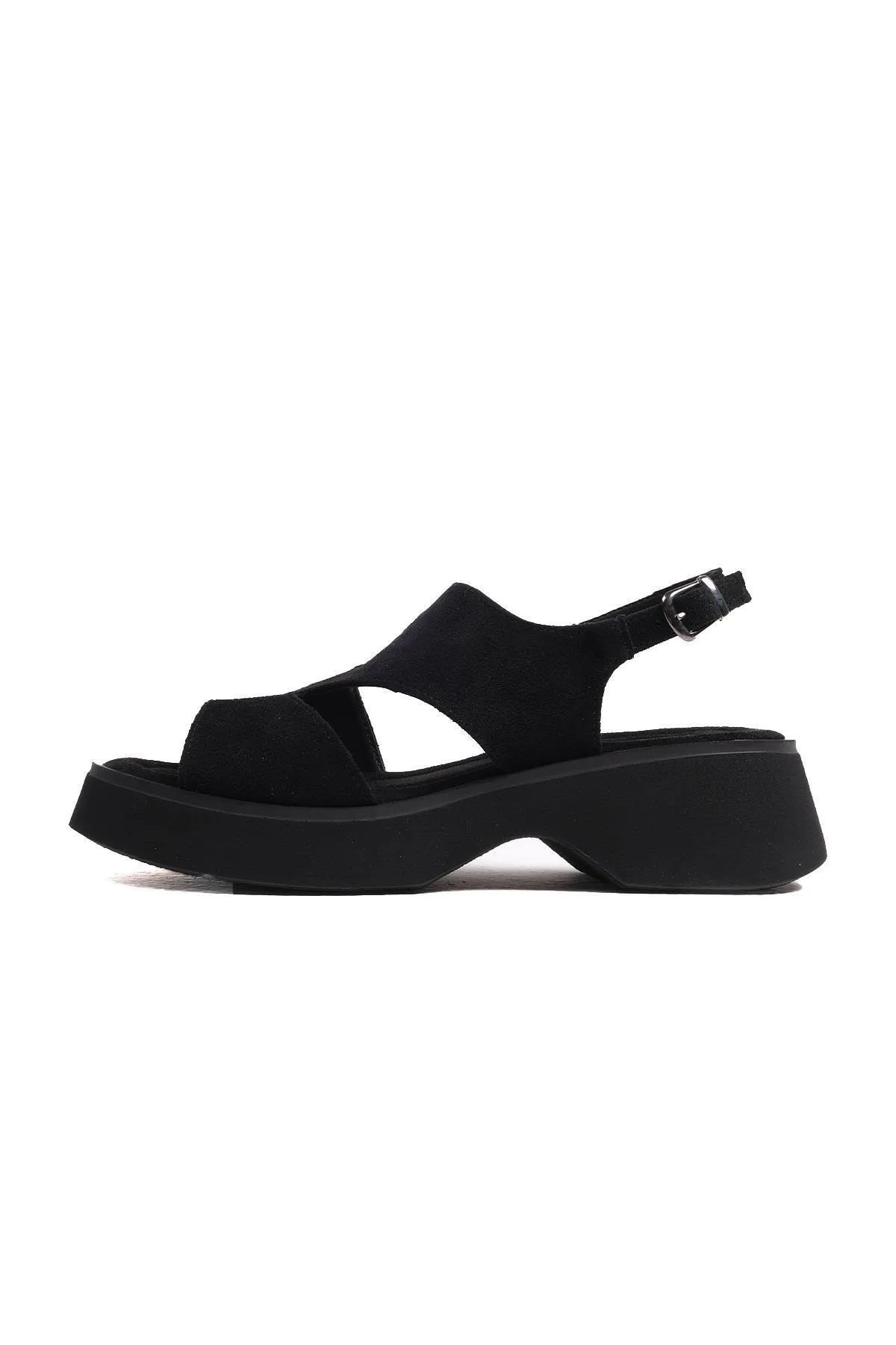 Mio Gusto  Blair Damen-Sandalen mit asymmetrischem Schnitt und dicker Sohle in Schwarz