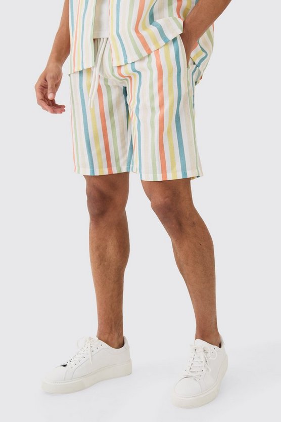 Lockere gestreifte Shorts mit elastischem Bund