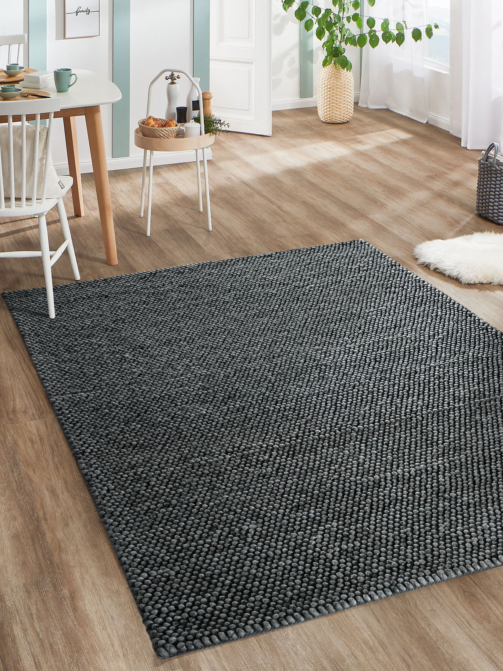 Lindesberg Woll-Teppich, Dark Grey