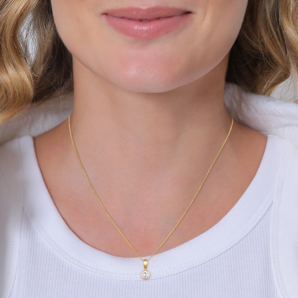 Nenalina Nenalina Pendentif Femmes Pendentif Solitaire Rond Étincelant avec Zirconium en a Pendentif