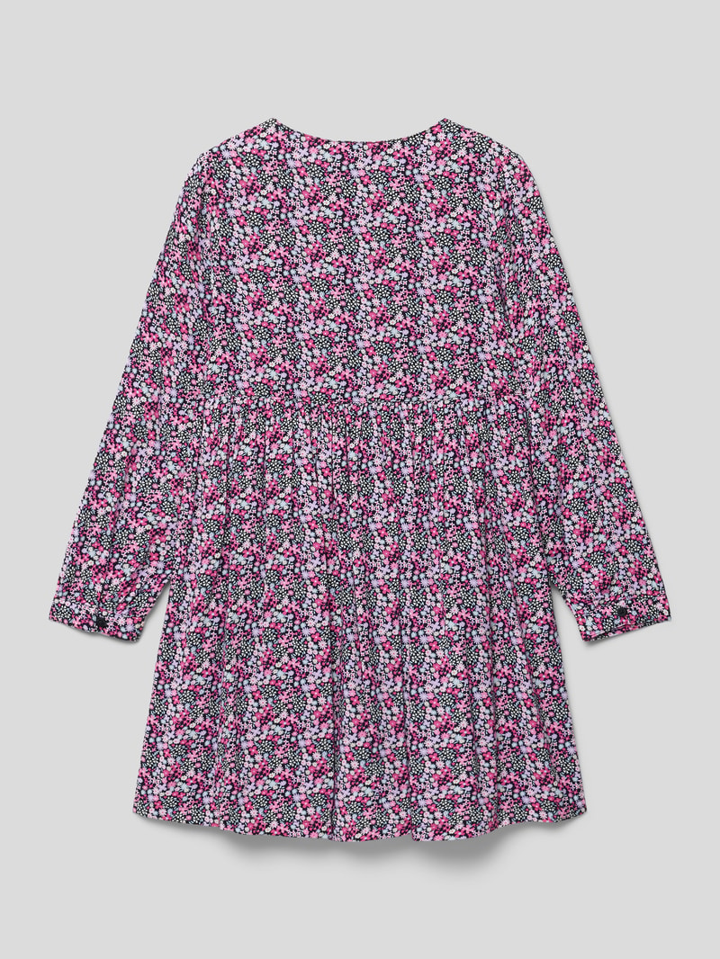 Kleid mit floralem Muster in marineblau
