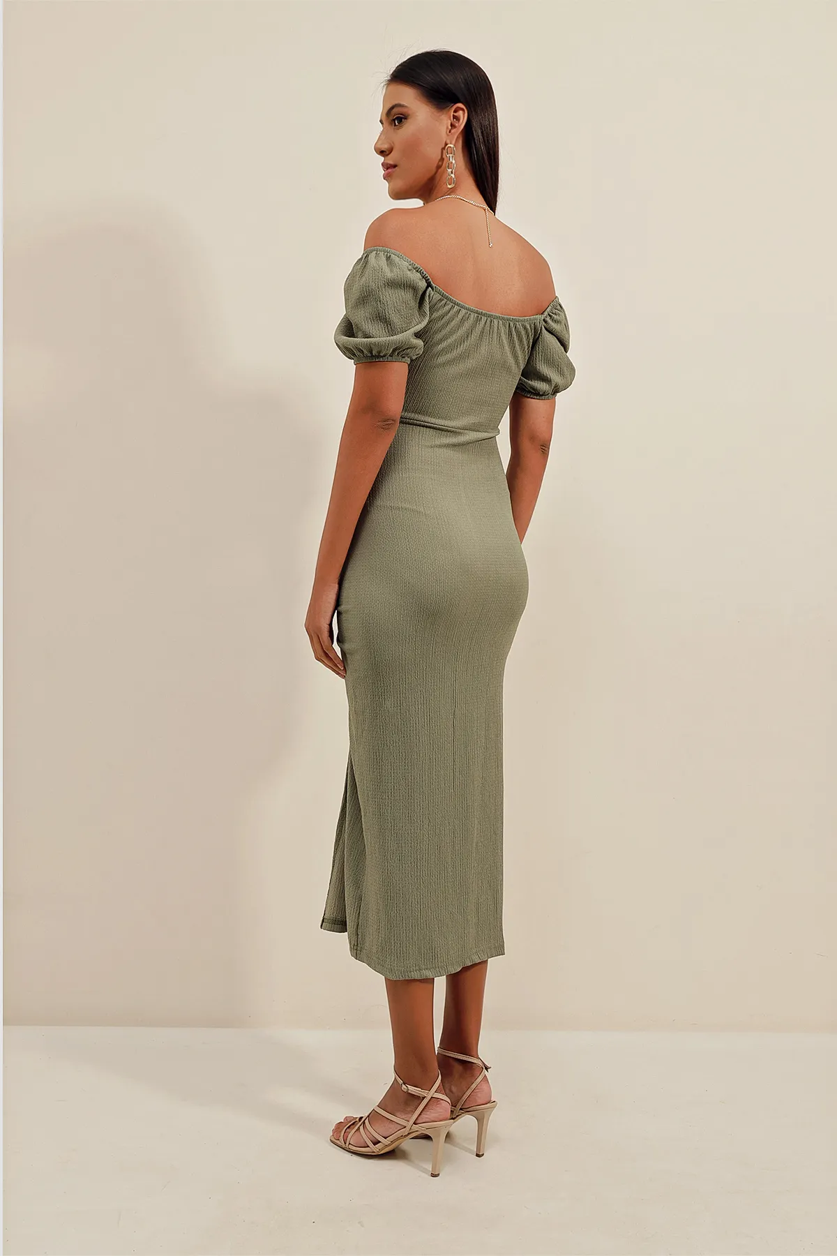 Bigdart  2396 Sommerstrickkleid mit Schlitz - Çağla