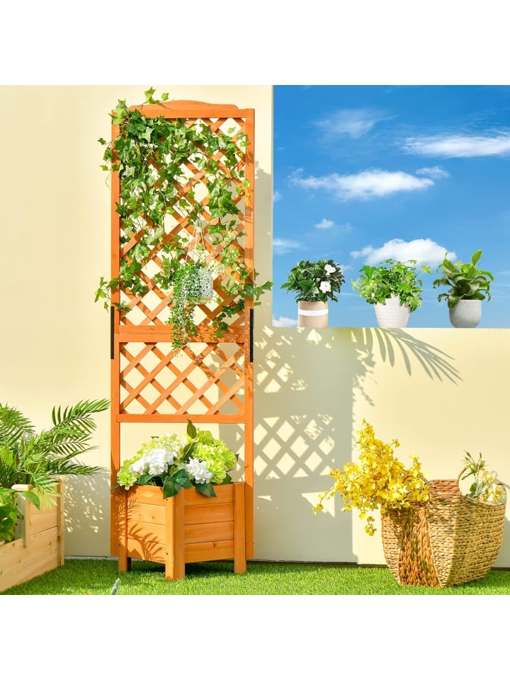 COSTWAY Blumenkasten mit Rankgitter in Orange günstig kaufen onesize