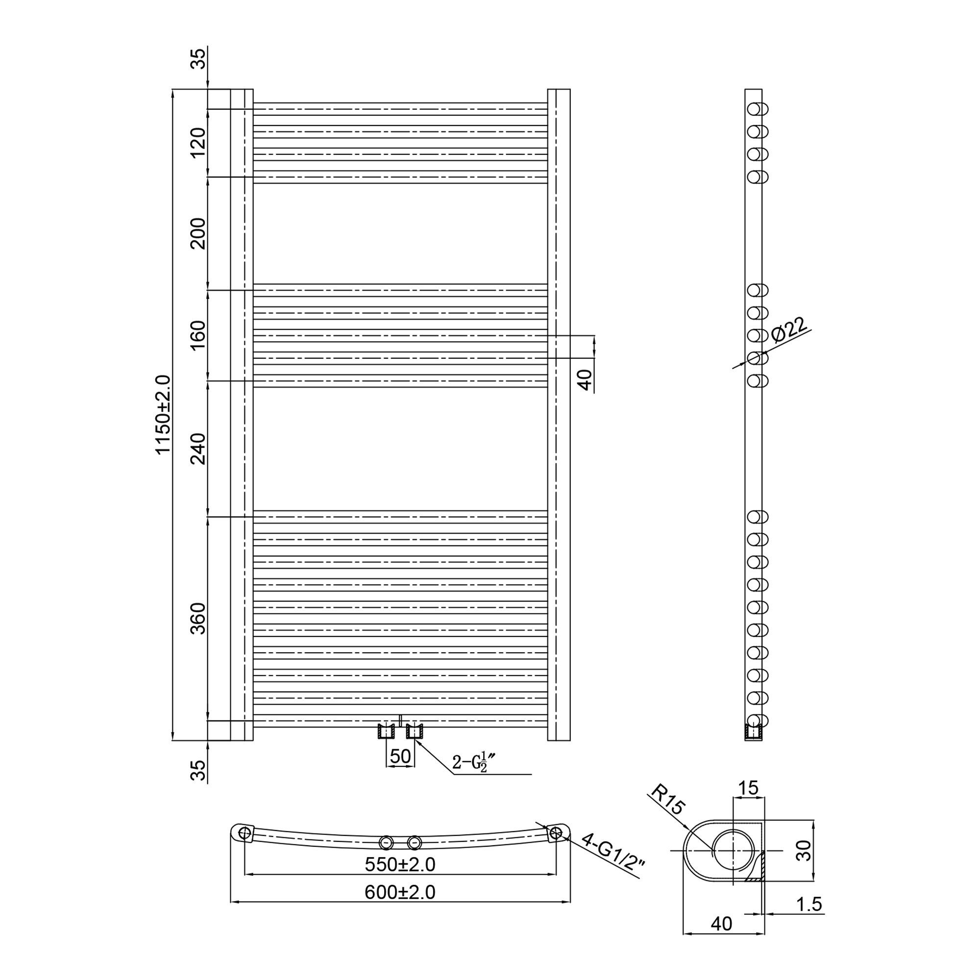 ELEGANT Elektrischer Badheizkörper Elektrischer Badheizkörper Heizkörper elektrisch Gebogen bad, Elektrischer Handtuchhalter mit Intelligentes Heizstab,Weiß/Sandgrau
