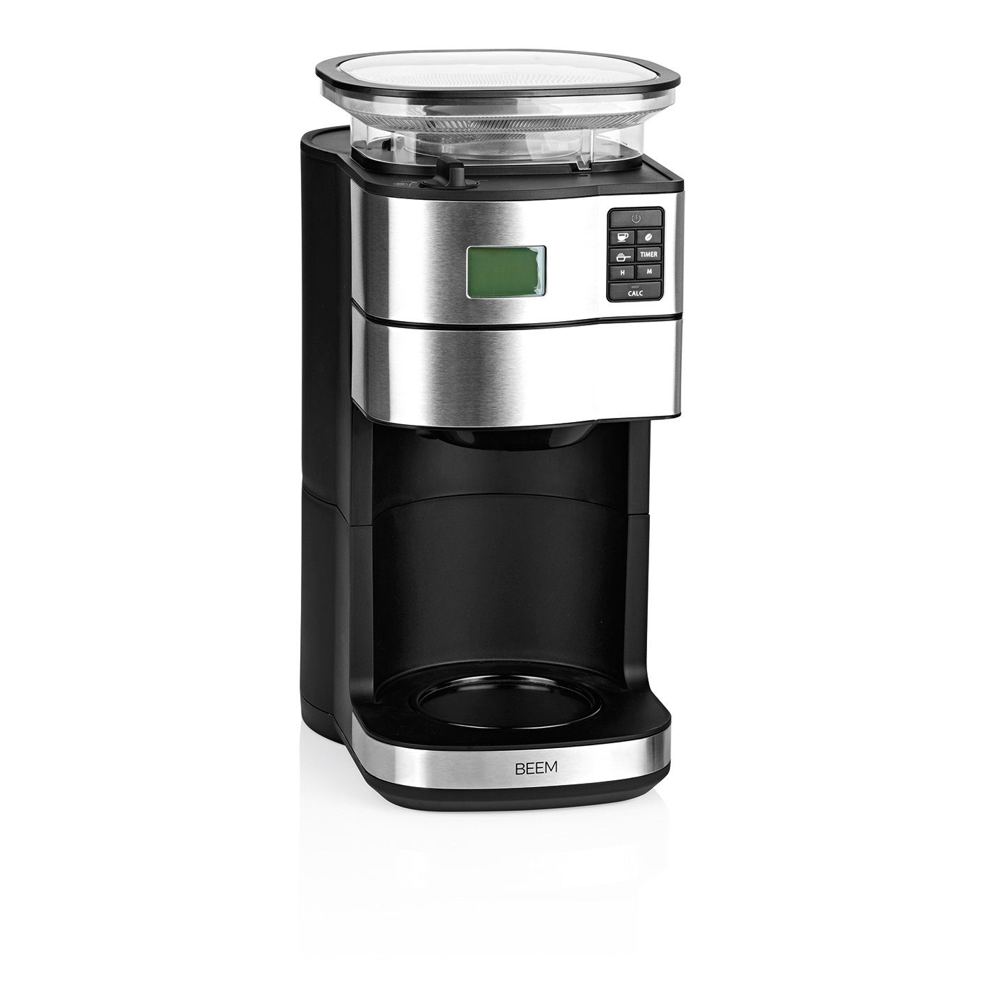 BEEM Filterkaffeemaschine, 1.25l Kaffeekanne, Permanentfilter, Korbfiltertüten, Thermokanne und 24h Timer Kegelmahlwerk