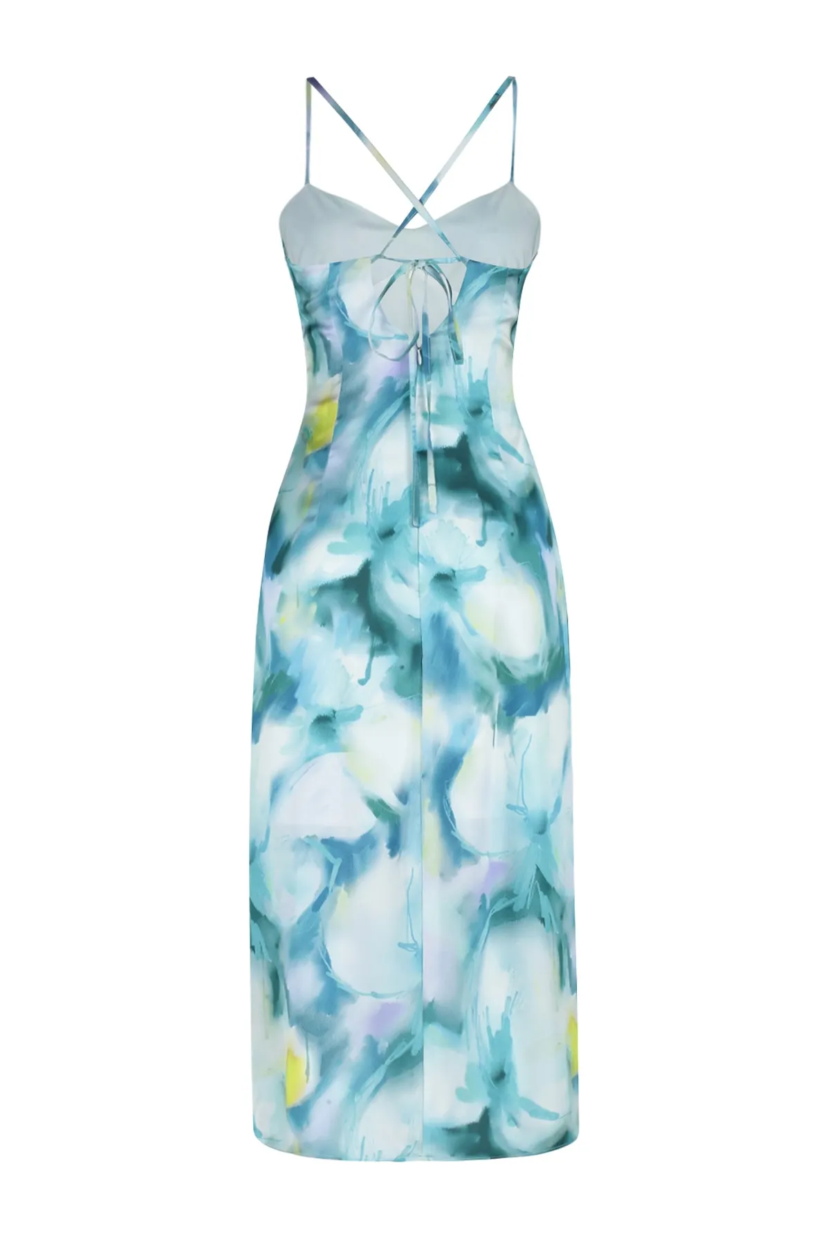 Trendyol Collection  Blaues Midikleid aus gewebtem Satin mit gewebten Trägern TWOSS23EL00023