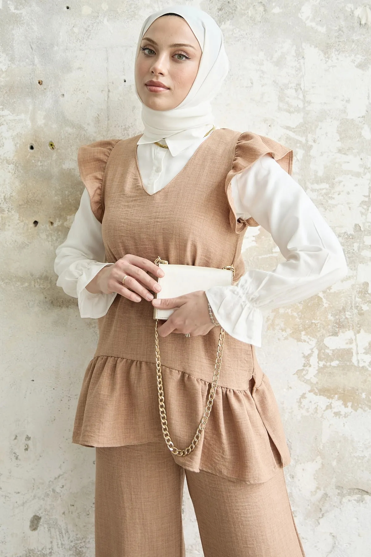 InStyle  Dreierset mit Rüschenschultern - Kamel
