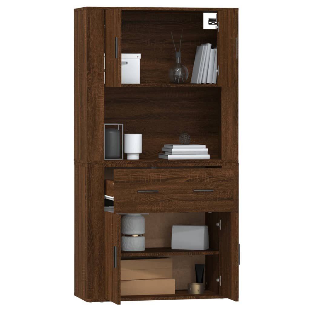 vidaXL Sideboard Highboard Braun Eichen-Optik Holzwerkstoff (2 St)
