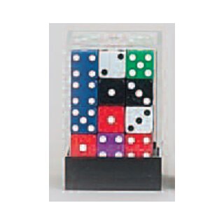 Koplow Würfel Opaque: Promotional Square eckig mixed (36er-Set in Acrylbox 12mm)