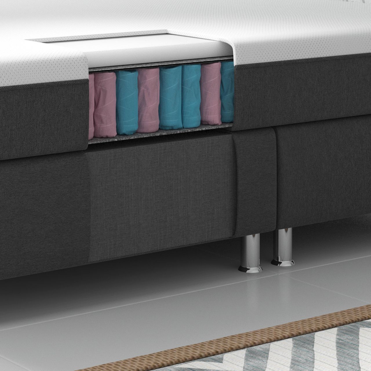 IHG Boxspringbett Sunny Plus 180x200 Webstoff Anthrazit