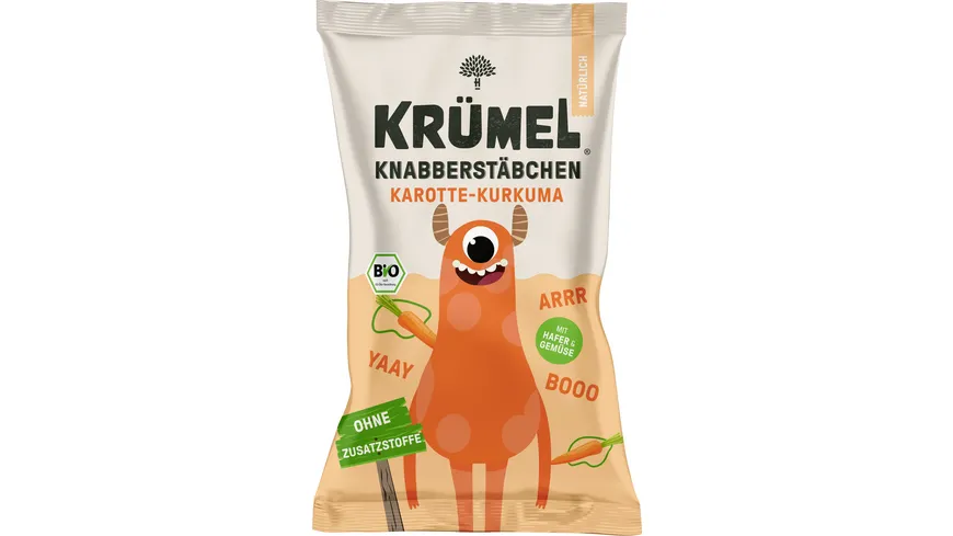 Krümel Bio Knabberstäbchen Karotte Kurkuma 60 g
