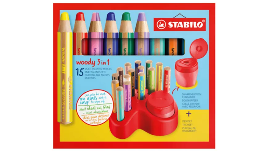 STABILO Premium-Tischset STABILO woody 3 in 1 - 15er Pack