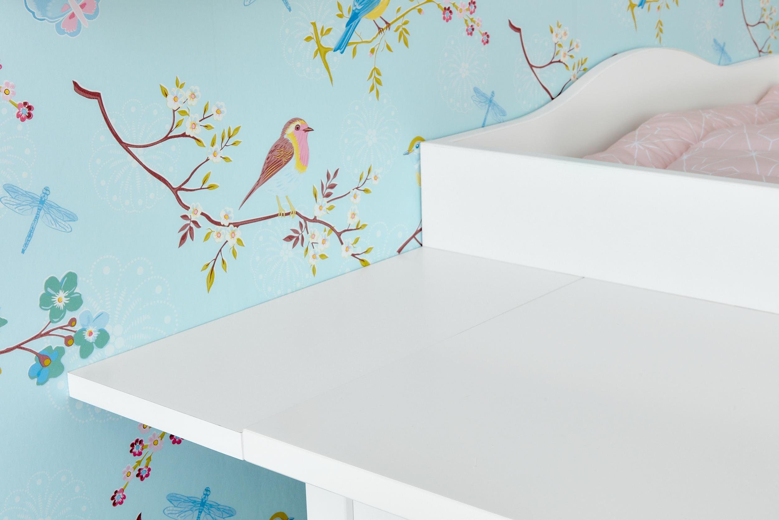 KraftKids Wickelaufsatz Wickelaufsatz für breite HEMNES Kommode 160 cm mit Blende, weiß kindergerecht abgerundete Kanten