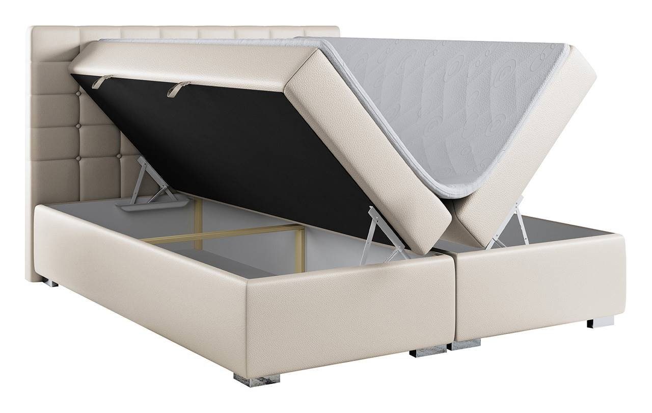 MKS MÖBEL Boxspringbett SUSAN, Doppelbett mit Multipocket-Matratze, Topper-Polsterbett mit Bettkasten